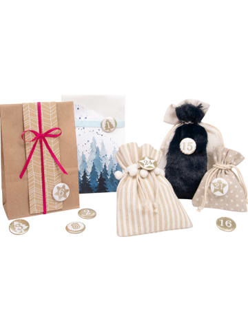 folia PAPER Adventskalender-buttons wit/goudkleurig - 24 stuks