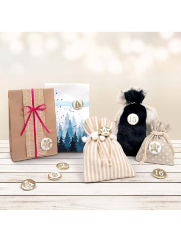 folia PAPER Adventskalender-buttons wit/goudkleurig - 24 stuks