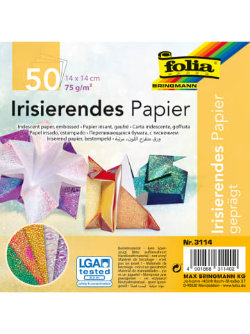 Folia Irisierendes Papier in Bunt - 50 Blatt - (L)14 x (B)14 cm