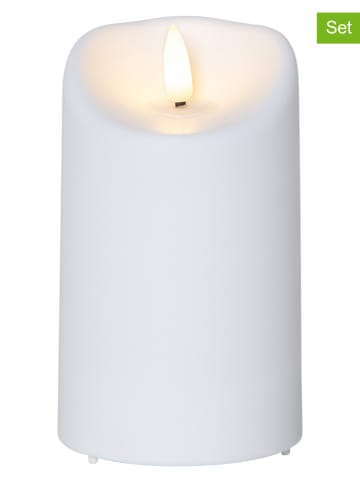 STAR Trading Świece LED (2 szt.) "Flamme" w kolorze białym - wys. 13 x Ø 7,5 cm
