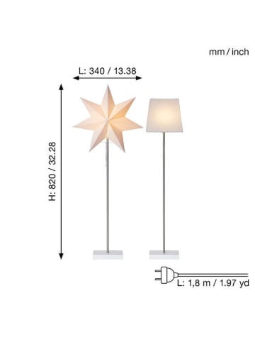 STAR Trading 3tlg. Set: Standleuchte "Combi-Pack Moa" in Weiß - (H)82 cm