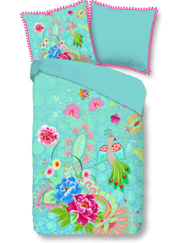 HAPPINESS Perkal beddengoedset "Happiness" lichtblauw