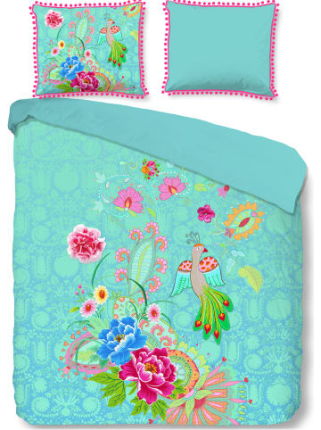 HAPPINESS Perkal beddengoedset "Happiness" lichtblauw