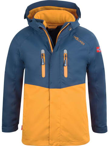 Trollkids 3-in-1 functionele jas "Bryggen" blauw/oranje