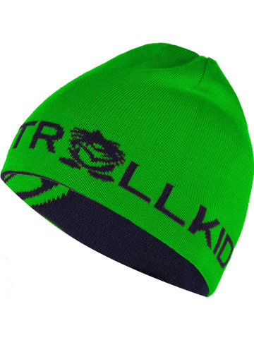 Trollkids Dwustronna czapka beanie "Trollfjord" w kolorze zielono-granatowym
