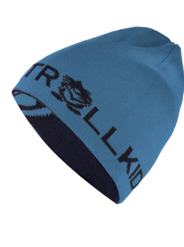 Trollkids Dwustronna czapka beanie "Trollfjord" w kolorze niebiesko-granatowym
