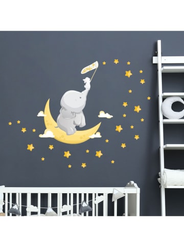 Ambiance Tatuaż ścienny "Elephant and rabbit catch the stars"