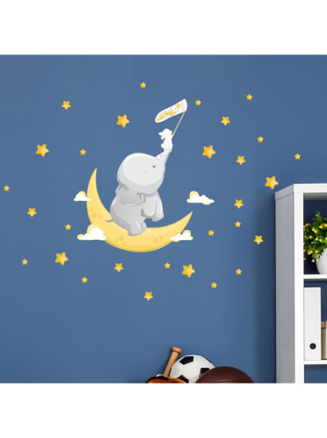 Ambiance Tatuaż ścienny "Elephant and rabbit catch the stars"