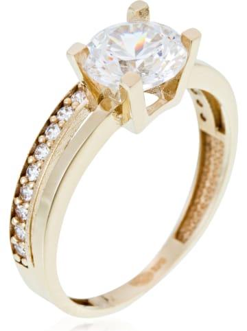L'OR by Diamanta Złoty pierścionek "Majestueuse" z cyrkonią