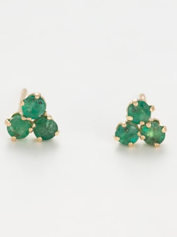 OR ÉCLAT Gold-Ohrstecker "Trio étincelant d'émeraude" mit Edelsteinen