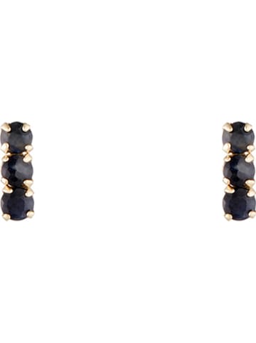 L instant d Or Gold-Ohrstecker "Trio de puces saphir" mit Edelsteinen