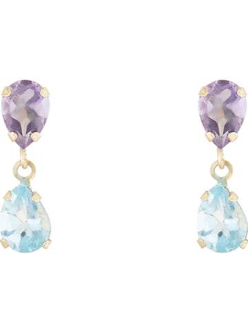 OR ÉCLAT Gold-Ohrstecker "Gouttes amethyste topaze" mit Amethysten und Topasen