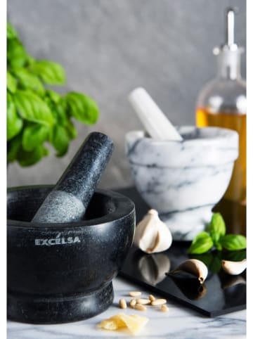 Trendy Kitchen by EXCÉLSA 2-delige set: vijzel en stamper "Granito" zwart