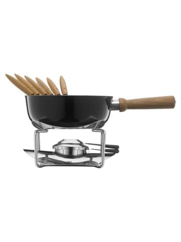 Silit 9tlg. Edelstahl-Käsefondue-Set in Schwarz/ Hellbraun