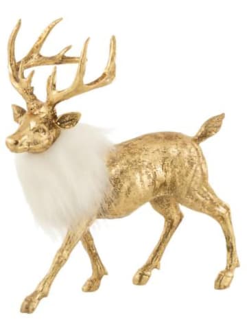 J Line Figurka dekoracyjna "Reindeer" w kolorze złoto-białym - 21 x 22,5 x 10 cm