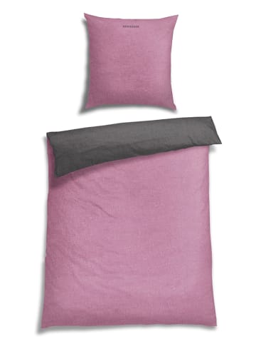 Schiesser Feinbiber-Bettwäsche-Set in Rosa/ Grau