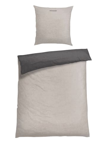 Schiesser Feinbiber-Bettwäsche-Set in Anthrazit/ Beige