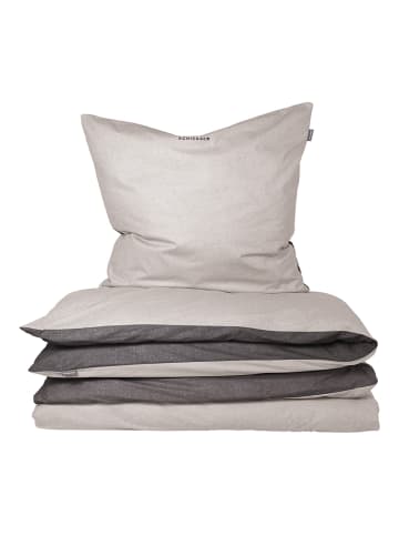 Schiesser Feinbiber-Bettwäsche-Set in Anthrazit/ Beige