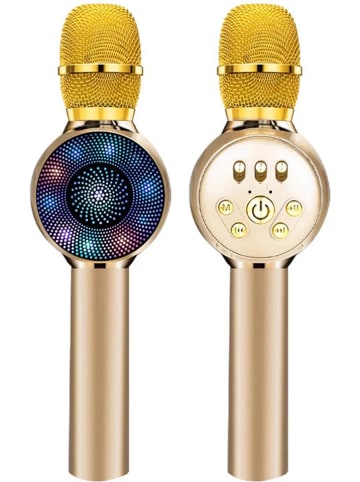 SWEET ACCESS Mikrofon w kolorze złotym z głośnikiem Bluetooth do karaoke