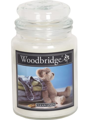 Woodbridge Duftkerze "Clean Linen" in Weiß - 565 g