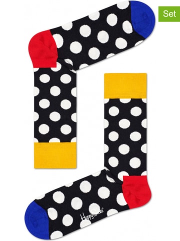 Happy Socks 2-delige set: sokken "Big Dot" zwart/wit/meerkleurig