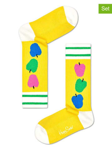 Happy Socks Skarpety (2 pary) "Apple Rib" w kolorze żółtym