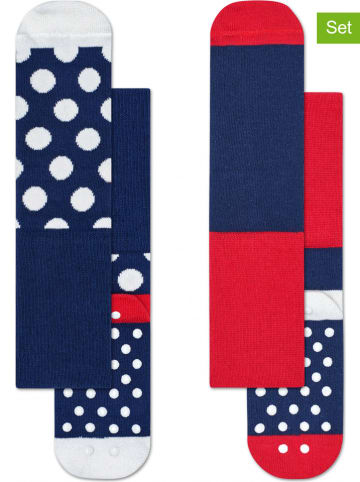 Happy Socks Skarpety (2 pary) "Big Dot" w kolorze granatowo-czerwono-białym