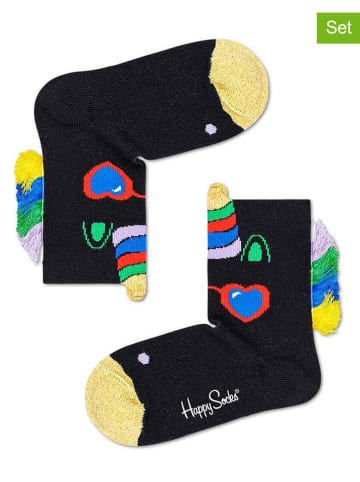 Happy Socks Skarpety (2 pary) "Unicorn" w kolorze czarnym ze wzorem