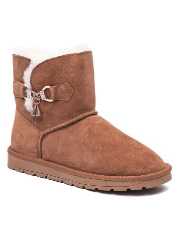 NICEBAY Leren winterboots "Paula" lichtbruin