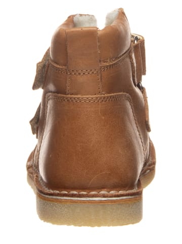 POM POM Leder-Boots in Hellbraun