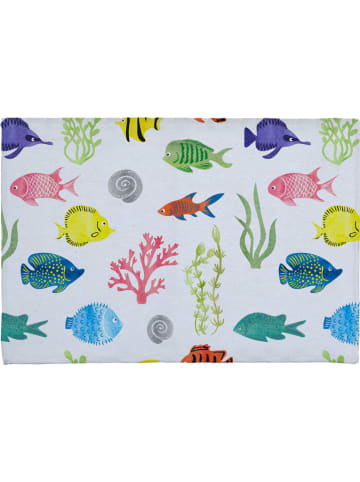 Folkifreckles Badmat "Fish" wit/meerkleurig - (L)60 x (B)40 cm