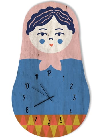 Folkifreckles Wandklok "Matrioska" meerkleurig - (B)40 x (H)40 cm