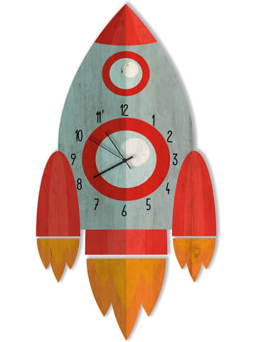 Folkifreckles Wandklok "Rocket" rood/oranje - (B)40 x (H)40 cm