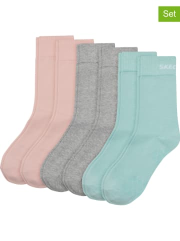 Skechers 6er-Set: Sportsocken in Rosa/ Grau/ Türkis