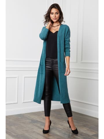 So Cachemire Cardigan "Balle" in Blau/ Grün