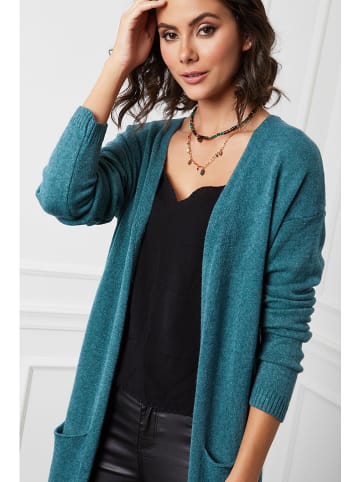 So Cachemire Cardigan "Balle" in Blau/ Grün
