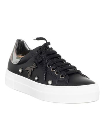 Patrizia Pepe Leren sneakers zwart/zilverkleurig