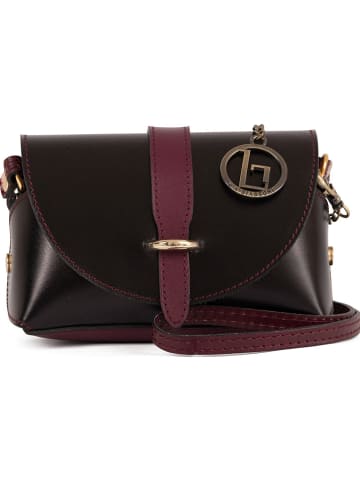 Lia Biassoni Leren schoudertas "Gerace" zwart/paars - (B)17 x (H)12 x (D)8 cm