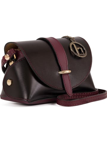 Lia Biassoni Leren schoudertas "Gerace" zwart/paars - (B)17 x (H)12 x (D)8 cm