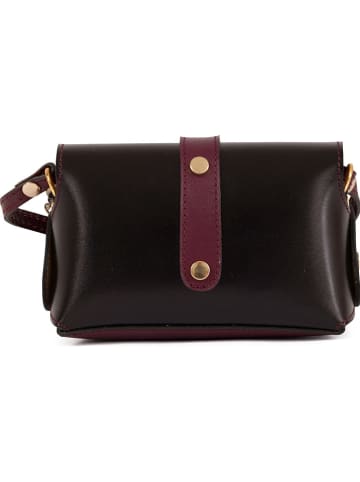 Lia Biassoni Leren schoudertas "Gerace" zwart/paars - (B)17 x (H)12 x (D)8 cm