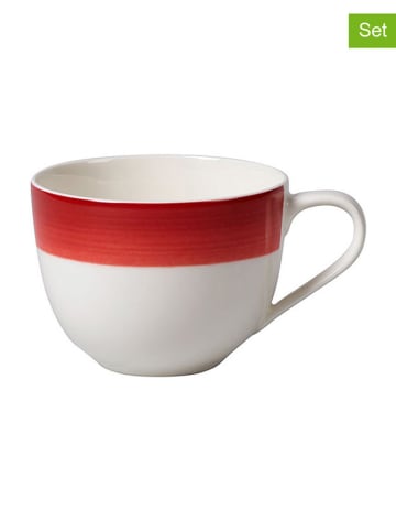 Villeroy & Boch 6-delige set: koffiekoppen "Colourful Life" wit/rood - 230 ml