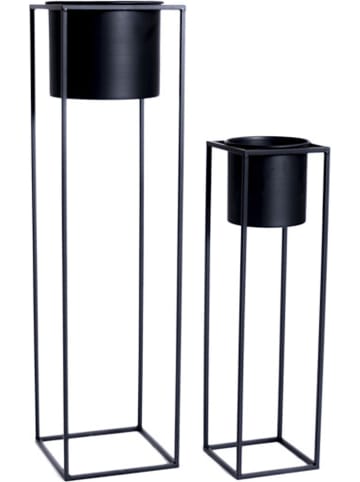 Lifa Living 2-delige set: plantenstandaards "Violet" zwart