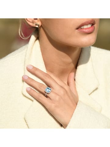 DIAMOND & CO Złoty pierścionek "Albury" z diamentami i topazem