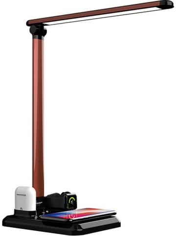 SmartCase 4in1-LED-Tischleuchte mit Docking-Station in Braun