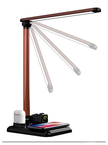 SmartCase 4in1-LED-Tischleuchte mit Docking-Station in Braun