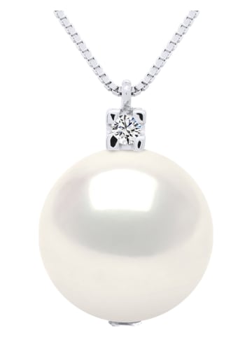 Pearline Witgouden ketting "Prestige" met diamant en parel - (L)42 cm