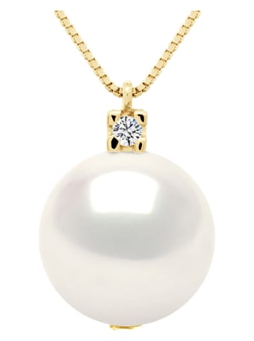 Pearline Gold-Halskette mit Diamant und Perle - (L)42 cm