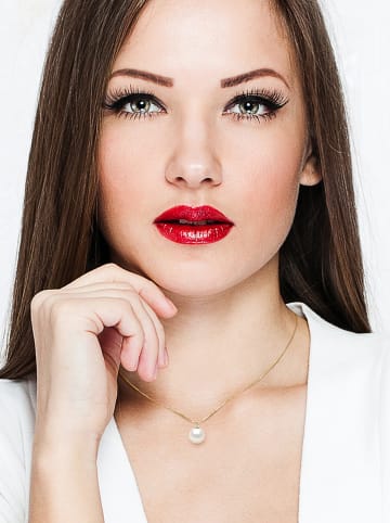 Pearline Gold-Halskette mit Diamant und Perle - (L)42 cm
