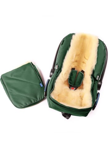 Hofbrucker Lammfell-Fußsack "Maxi" in Dunkelgrün - (L)80 x (B)30 cm