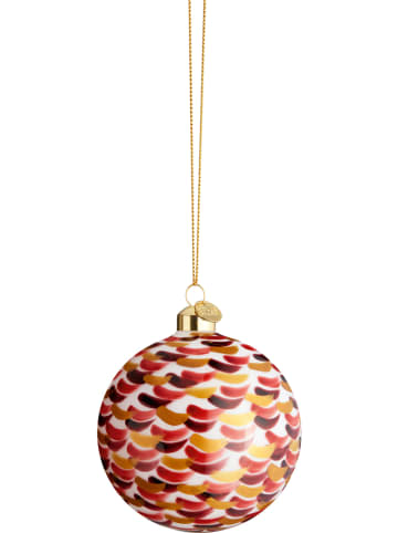 Holme Gaard Kerstbal "Souvenir" rood/goudkleurig - Ø 8 cm